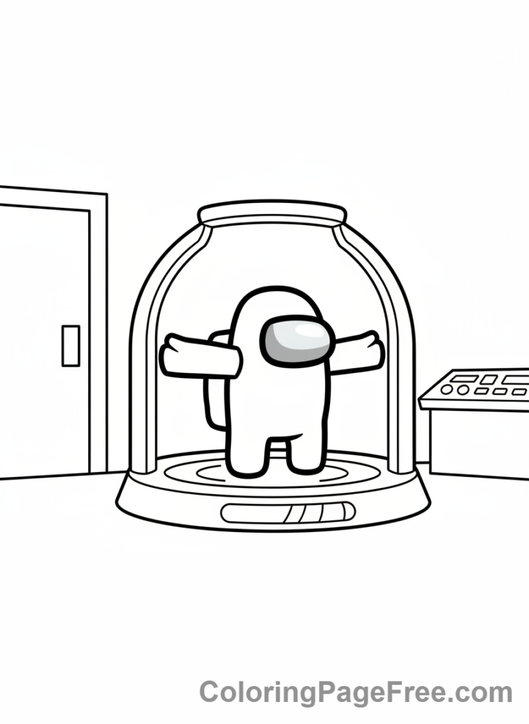 Among Us coloring page - Crewmate scanning MedBay