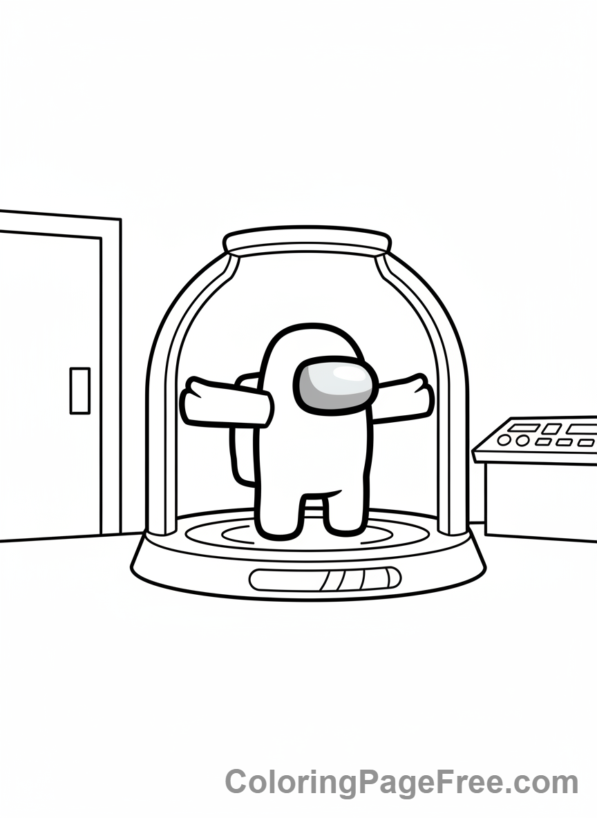 Among Us coloring page - Crewmate scanning MedBay