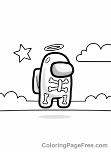 Among Us coloring page - Ghost crewmate floating