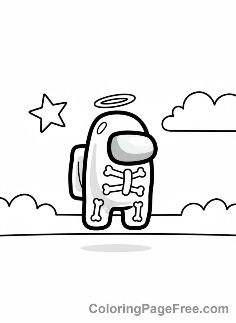 Among Us coloring page - Ghost crewmate floating
