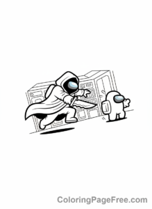 Among Us coloring page - Imposter stabbing crewmate