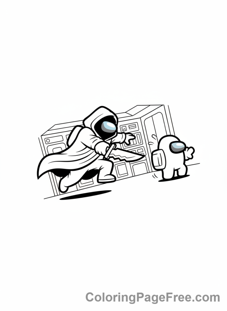 Among Us coloring page - Imposter stabbing crewmate