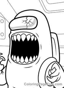 Among Us coloring page - Imposter teeth close-up