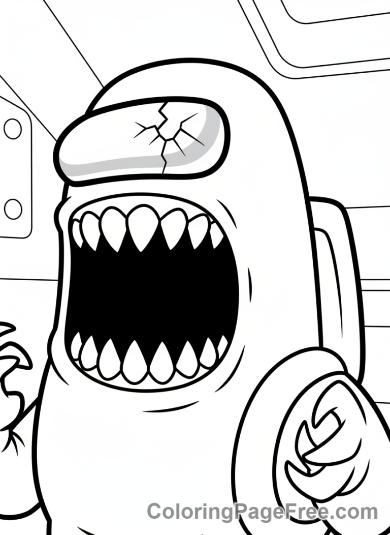 Among Us coloring page - Imposter teeth close-up