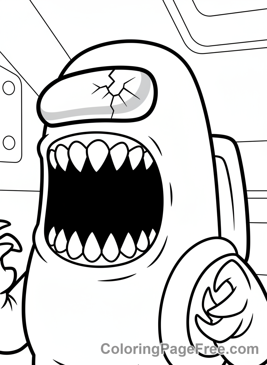 Among Us coloring page - Imposter teeth close-up