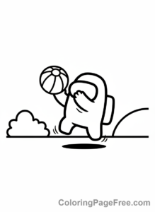 Among Us coloring page - Mini crewmate playing