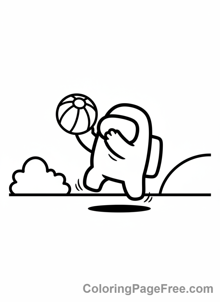 Among Us coloring page - Mini crewmate playing