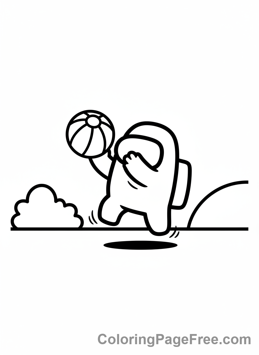 Among Us coloring page - Mini crewmate playing
