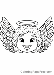 Angel coloring page - Angel face close-up