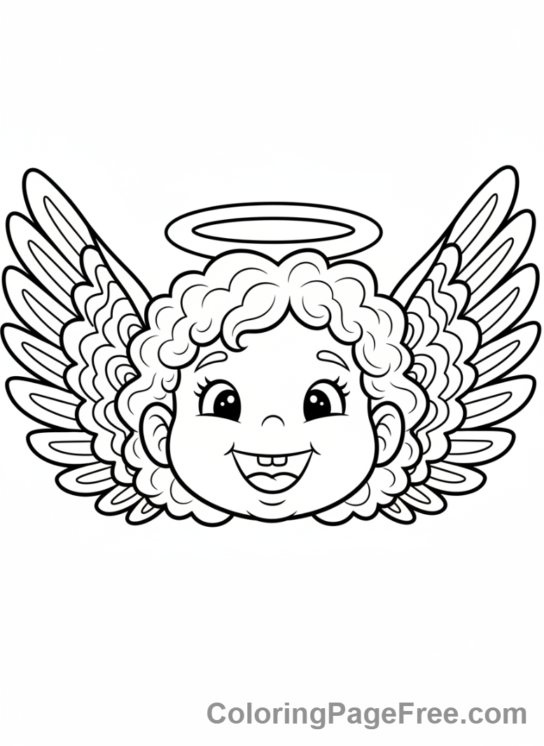 Angel coloring page - Angel face close-up