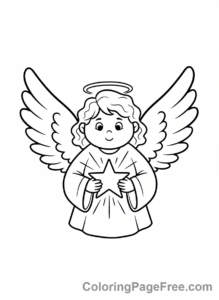 Angel coloring page - Angel holding star