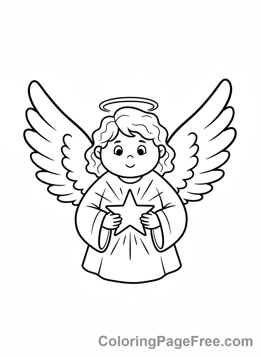 Angel coloring page - Angel holding star