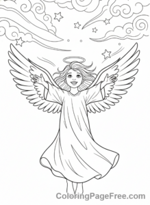 Angel coloring page - Angel looking up