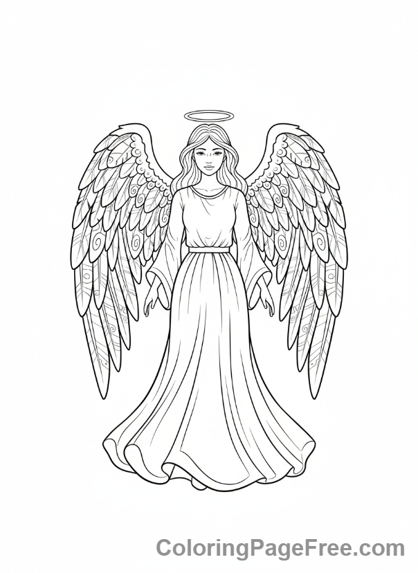 Angel coloring page - Angel standing serene