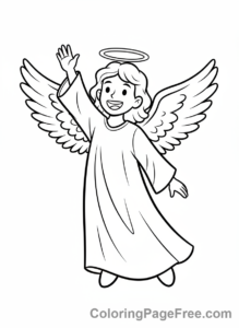 Angel coloring page - Angel waving hello