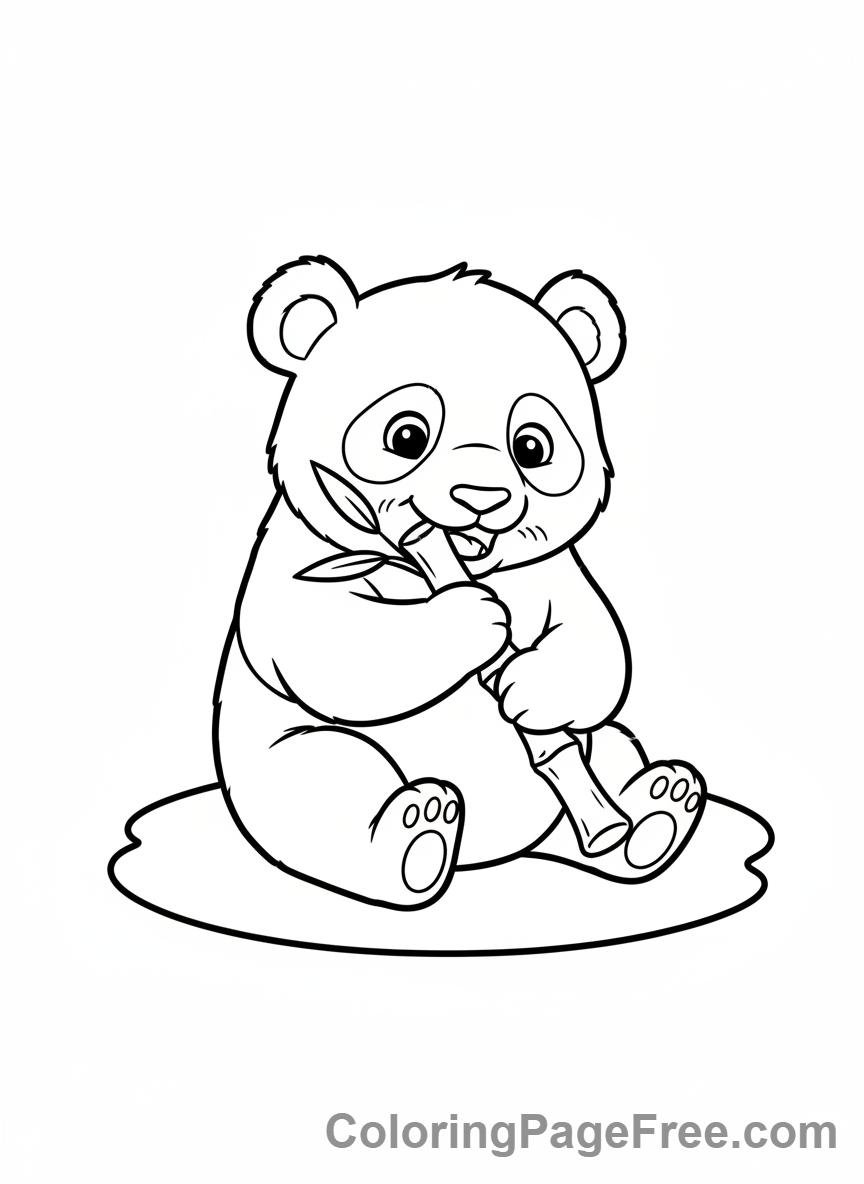 Animals coloring page - Panda eating bamboo