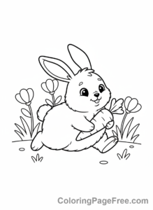 Animals coloring page - Rabbit hopping carrot