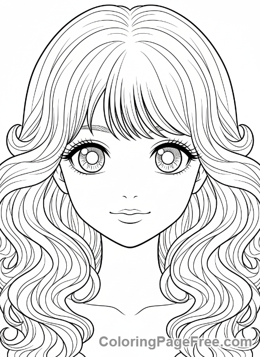 Anime coloring page - Anime girl portrait