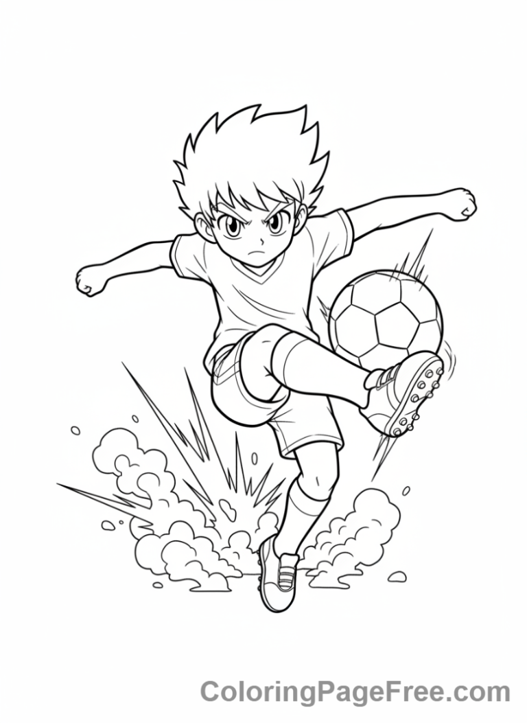 Anime Soccer Player Coloring Page