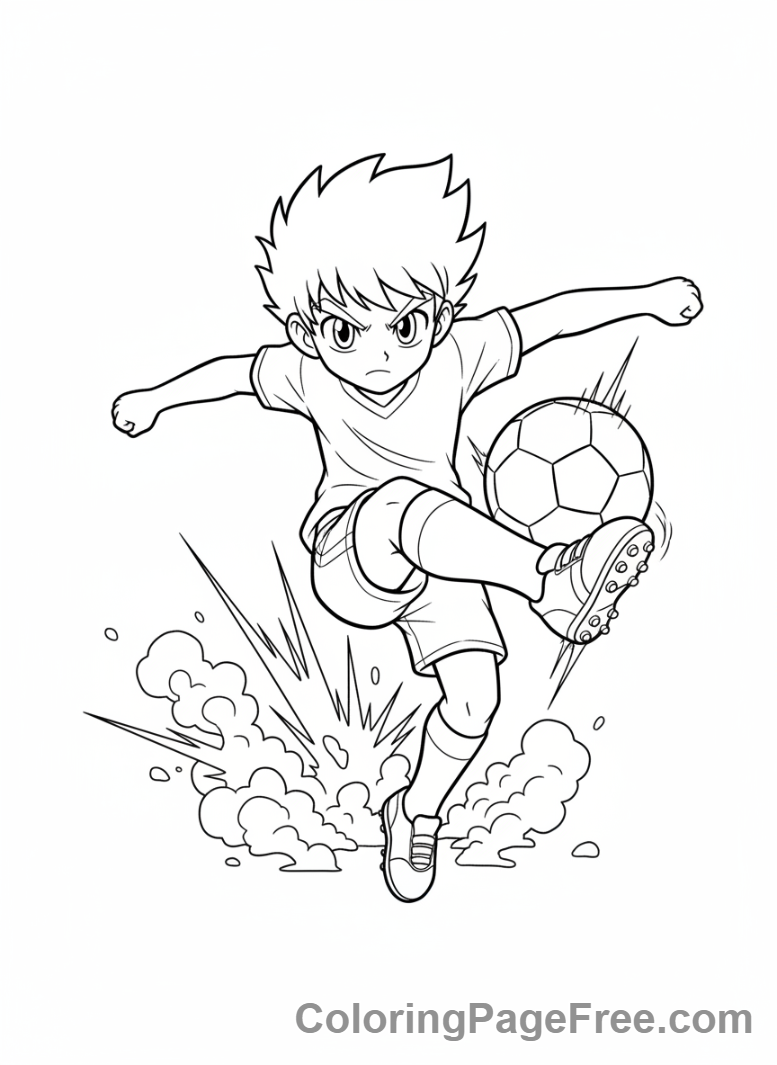 Anime coloring page - Anime soccer player