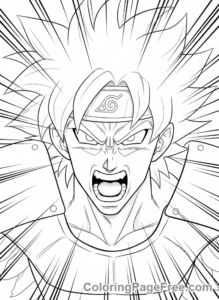 Anime coloring page - Battle cry close-up