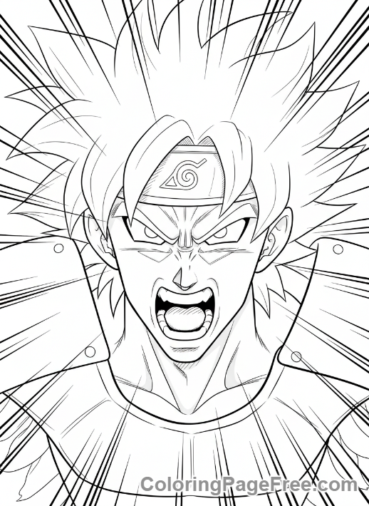 Anime coloring page - Battle cry close-up