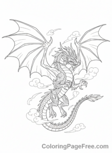 Anime coloring page - Flying anime dragon