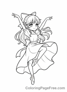 Anime Girl coloring page - Anime girl dancing gracefully