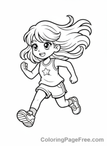 Anime Girl coloring page - Anime girl running action