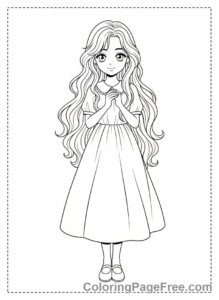 Anime Girl coloring page - Anime girl standing pose