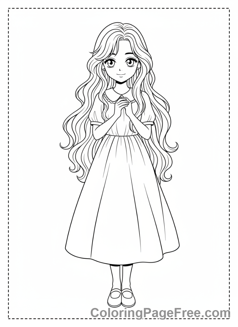 Anime Girl coloring page - Anime girl standing pose