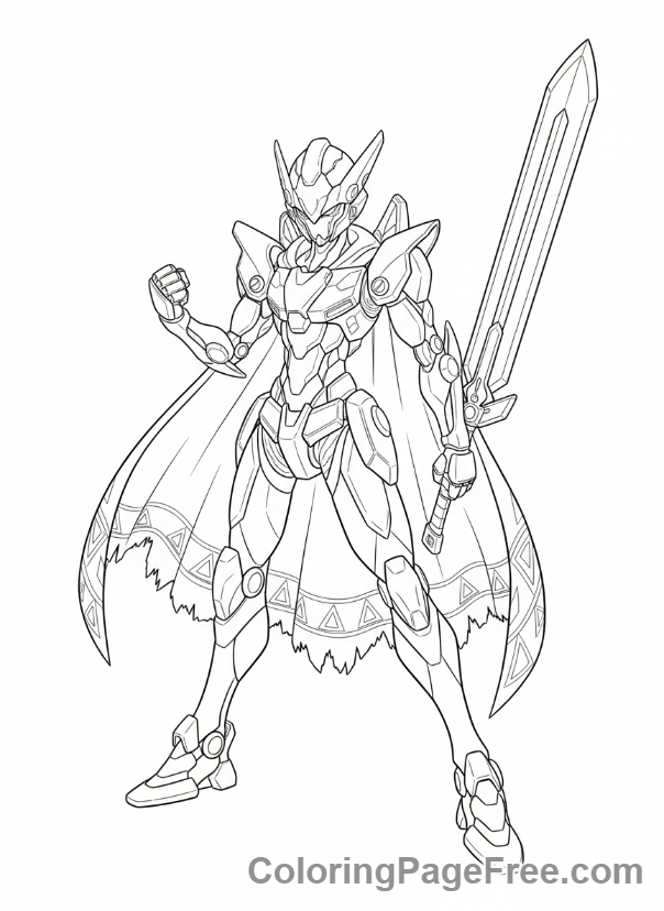 Anime coloring page - Mech pilot standing