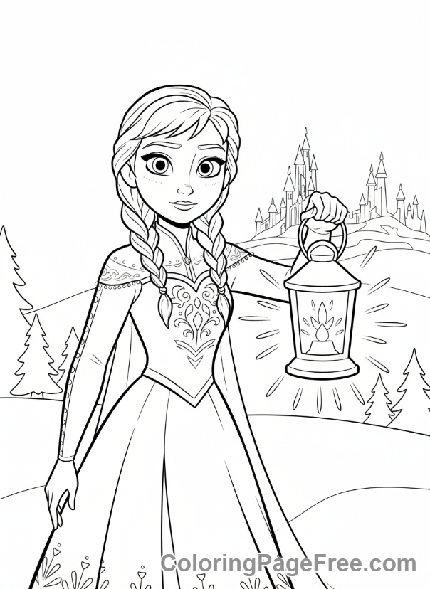Anna coloring page - Anna holding lantern