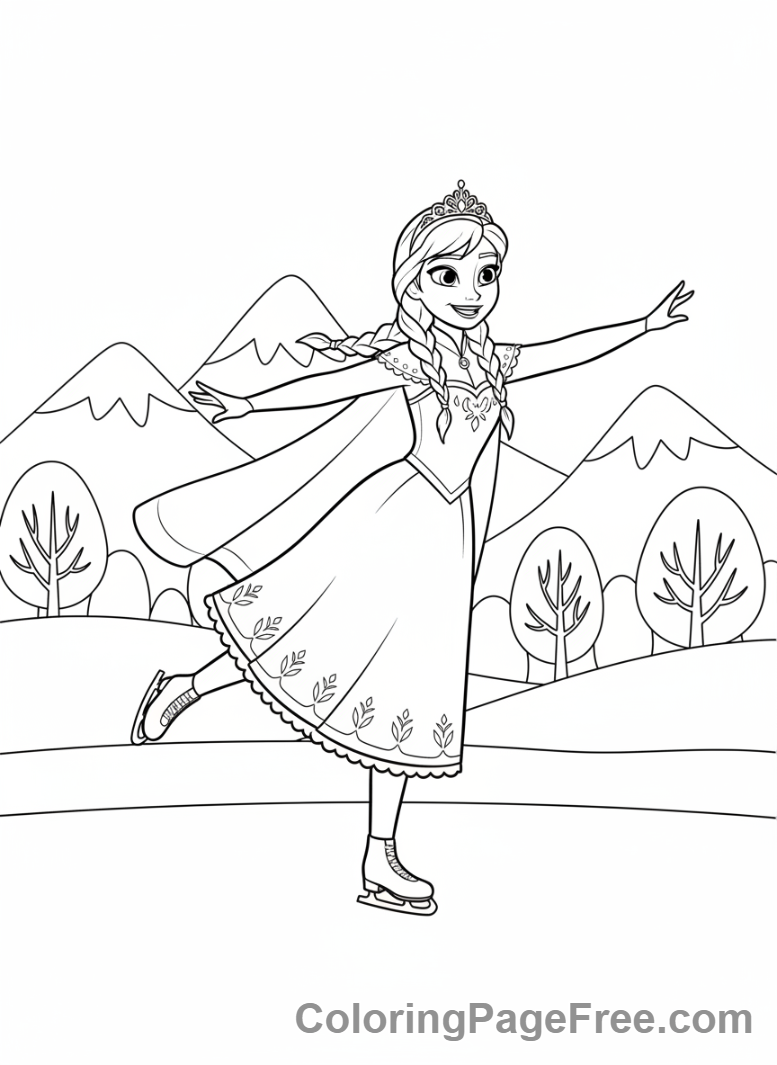Anna coloring page - Anna ice skating