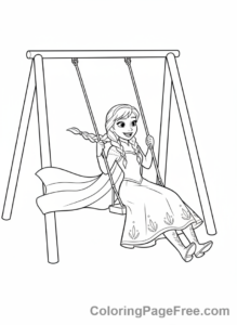 Anna coloring page - Anna playful swing