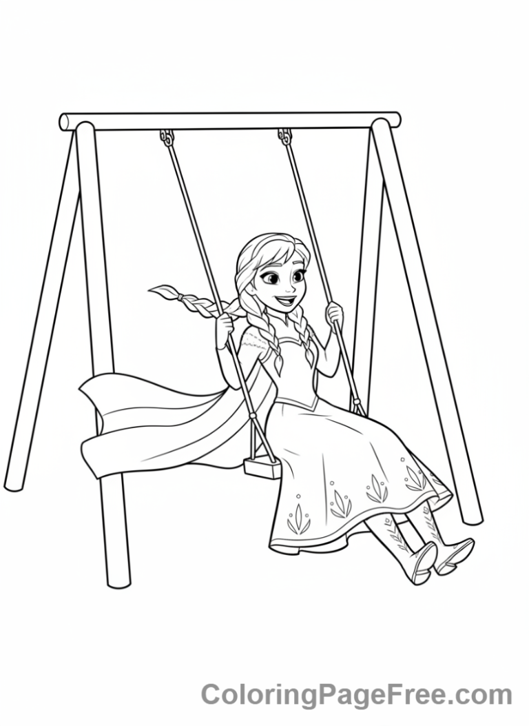 Anna coloring page - Anna playful swing