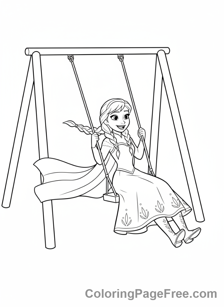 Anna coloring page - Anna playful swing