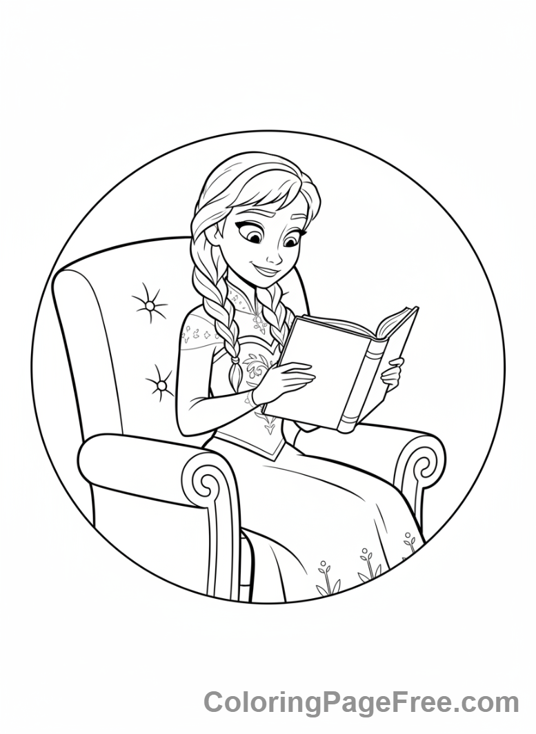 Anna coloring page - Anna reading book