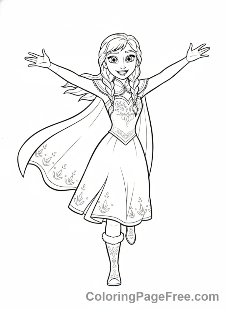 Anna coloring page - Anna running outdoors