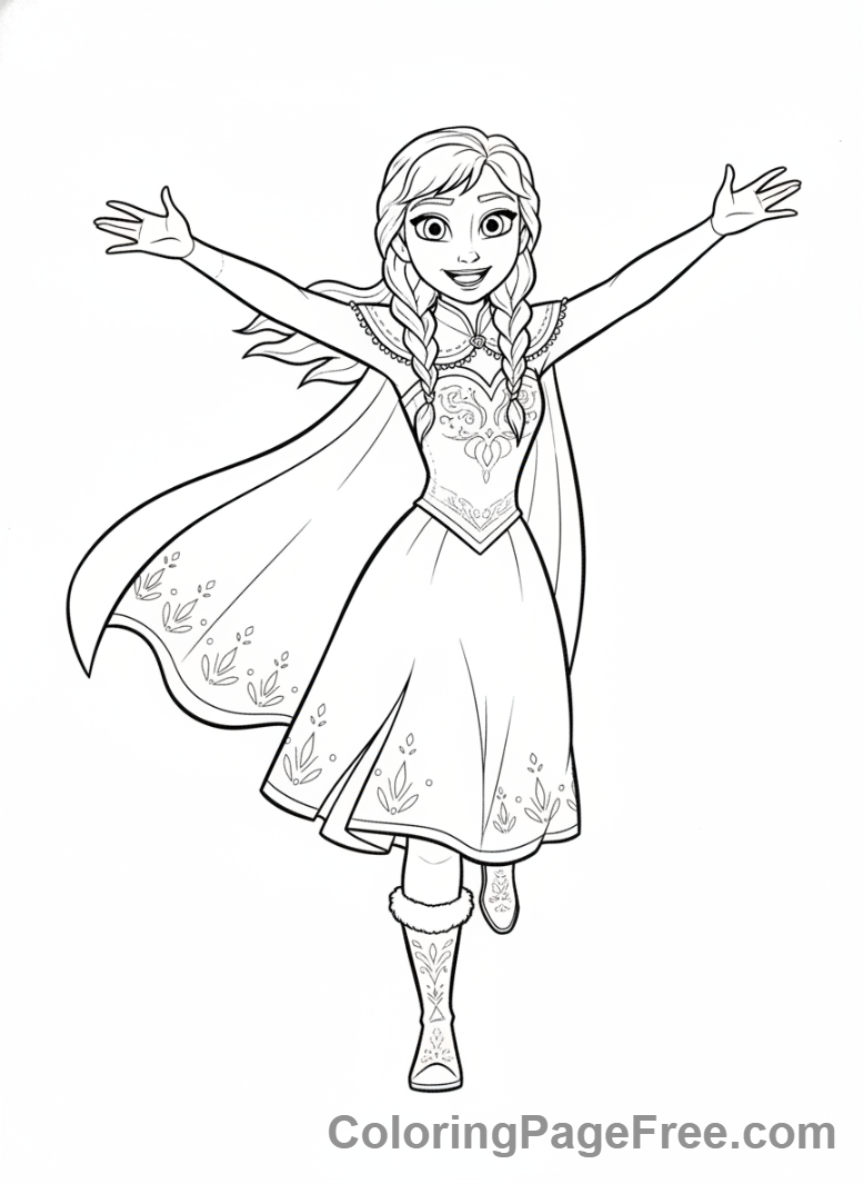 Anna coloring page - Anna running outdoors