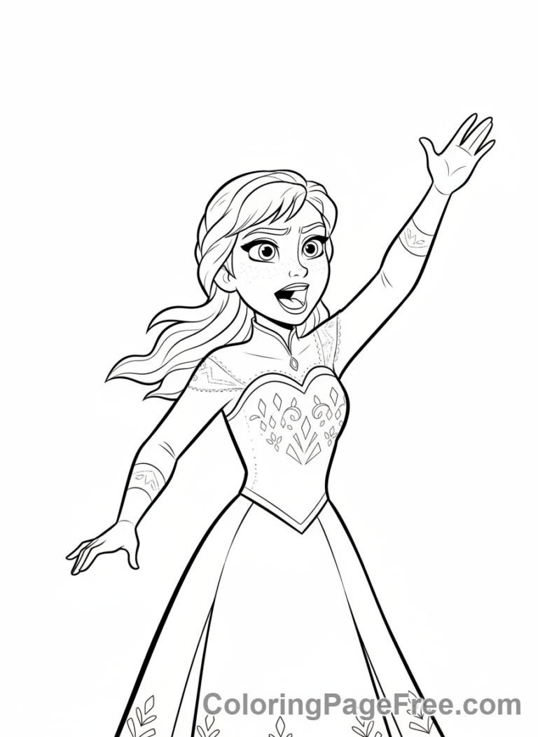 Anna coloring page - Anna singing dramatically