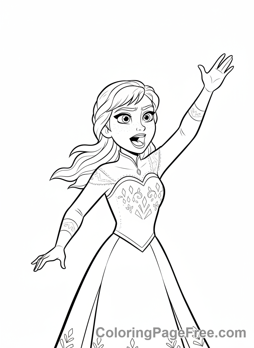 Anna coloring page - Anna singing dramatically