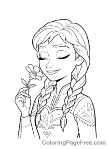 Anna coloring page - Anna smelling flower