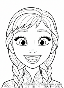 Anna coloring page - Anna smiling close-up