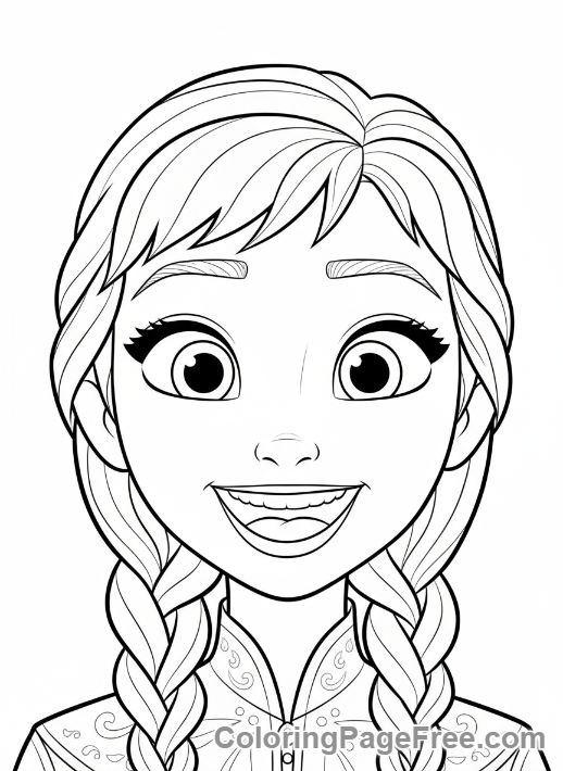 Anna coloring page - Anna smiling close-up