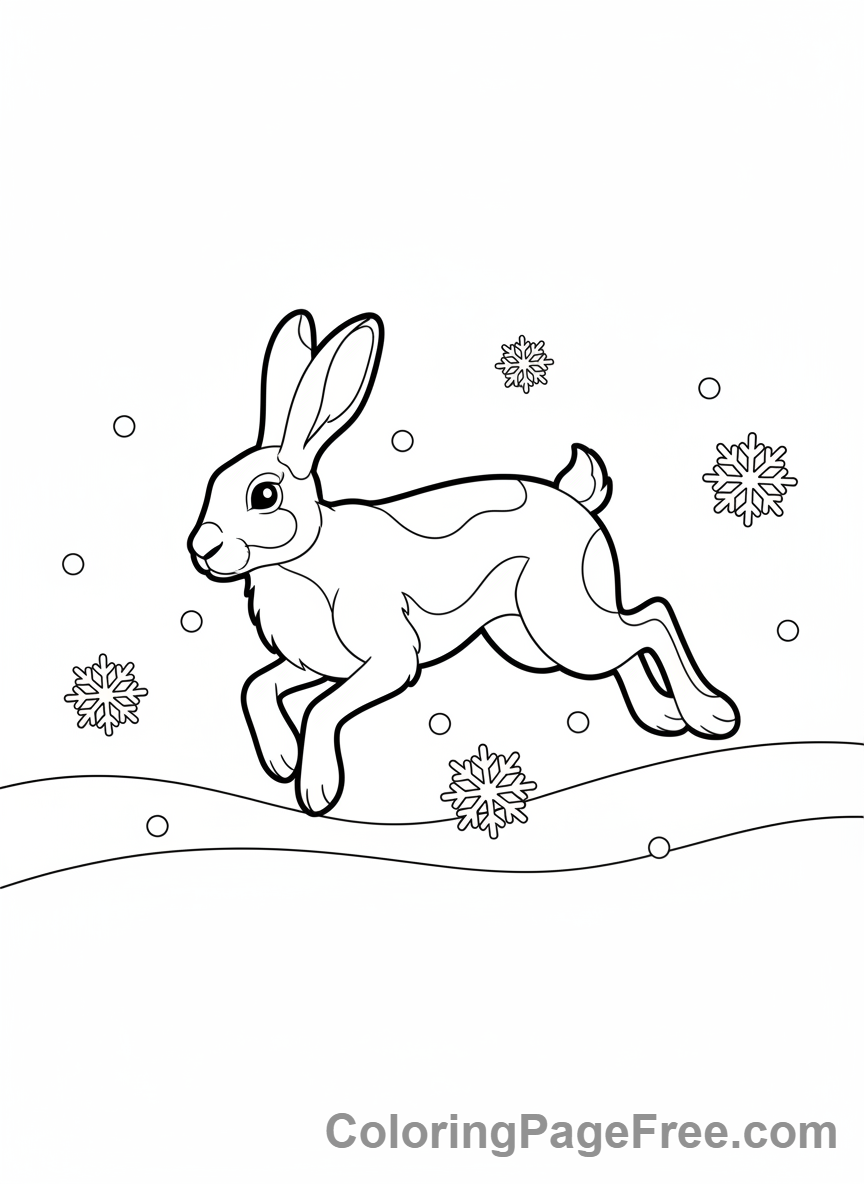 Arctic Animals coloring page - Arctic hare jumping