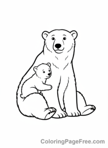 Arctic Animals coloring page - Mother polar bear cubs