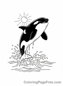 Arctic Animals coloring page - Orca jumping ocean