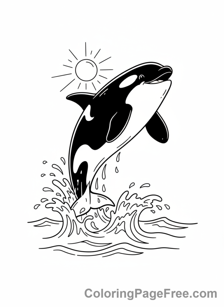 Arctic Animals coloring page - Orca jumping ocean