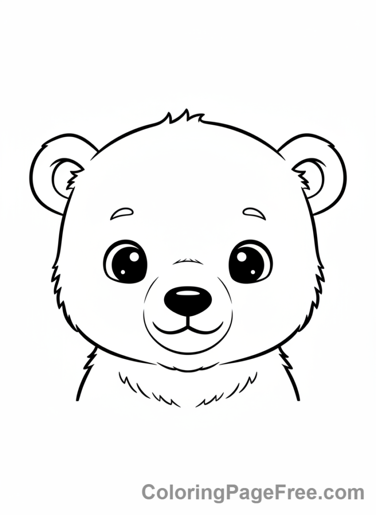 Arctic Animals coloring page - Polar bear cub face